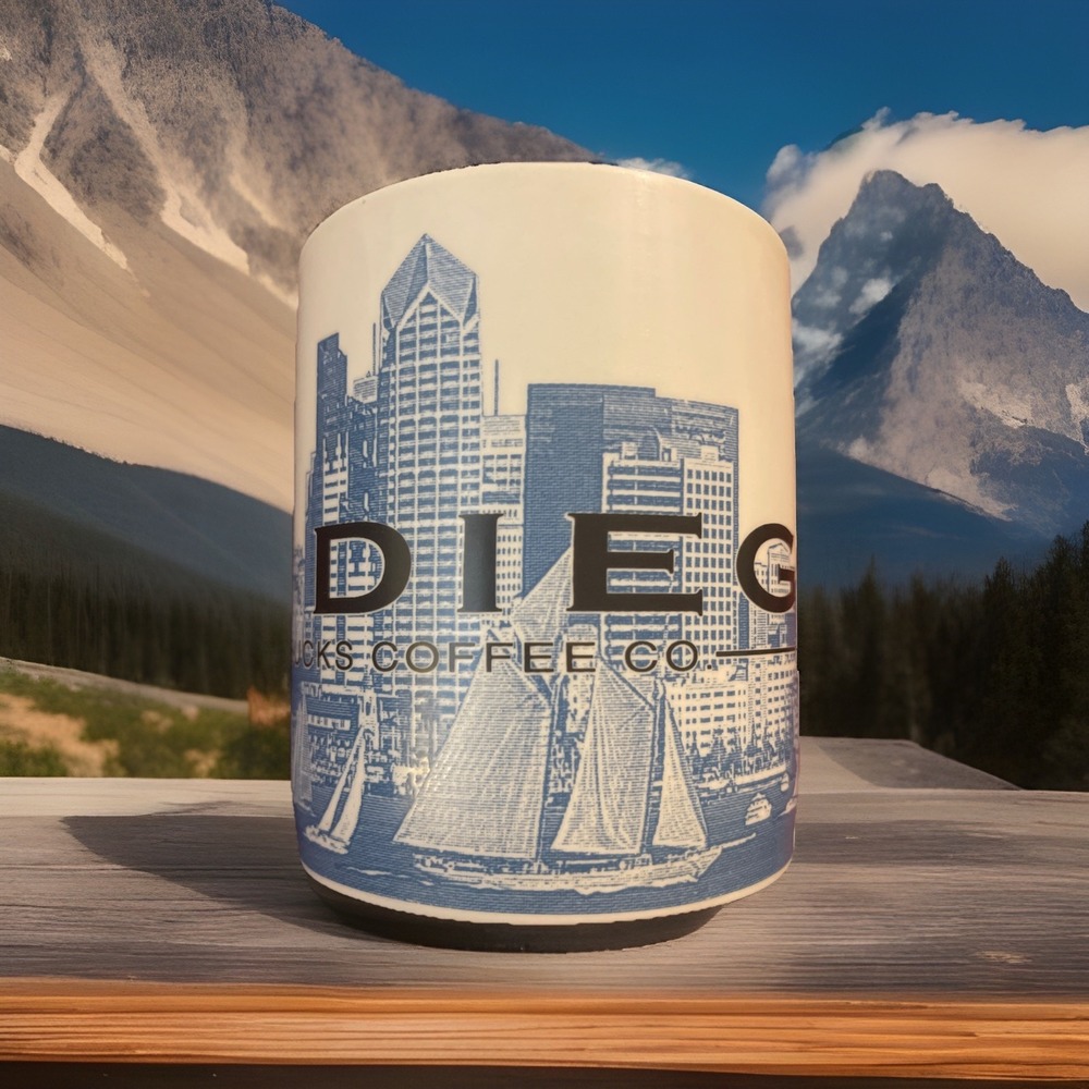 Starbucks Skyline Series One San Diego 74° And Sunny Ceramic Mug 2002 Coffee Cup